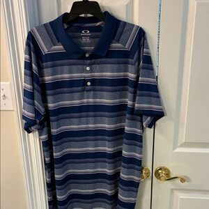Oakley Men's Navy and White Striped Polo Golf Shirt SZ  XXL